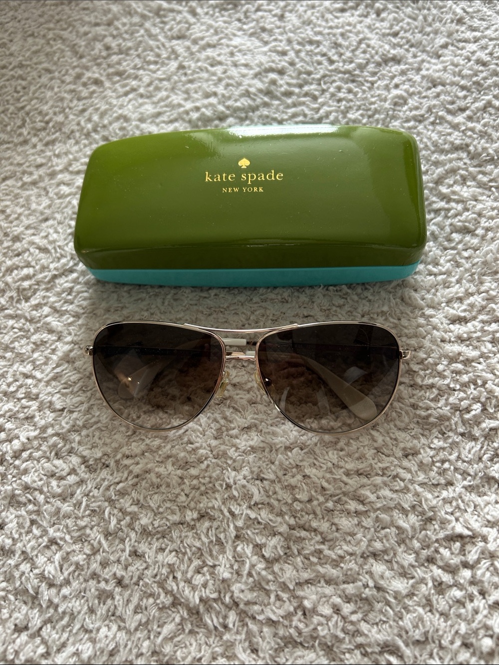kate spade Aviator Sunglasses with Gold Frame and Brown Gradient Lenses
